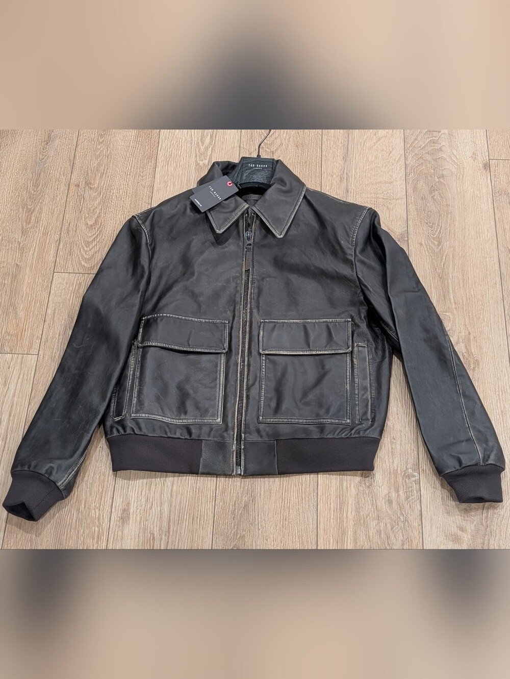 $795 Mens TED BAKER "Whistler" Leather Jacket Dark Brown Small